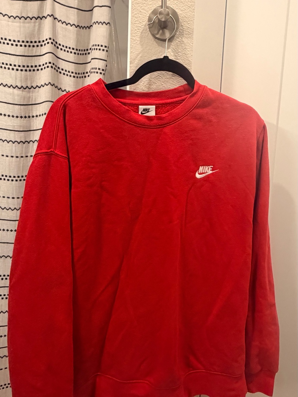 Nike Red Crew Sweatshirt with White Swoosh